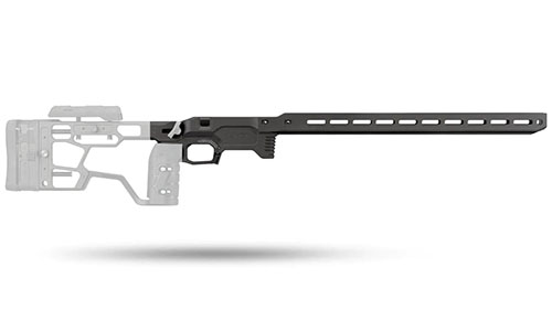 MDT ACC Elite Chassis offers unmatched stability, customizable weight placement, M-LOK compatibility, and improved grip for precision shooting excellence.